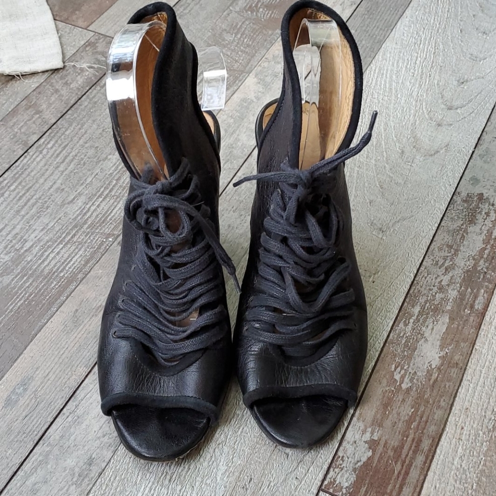 🖤🎁🖤 Acne Pose black leather lace up wedges 38 🖤🎁🖤 - Picture 4 of 8